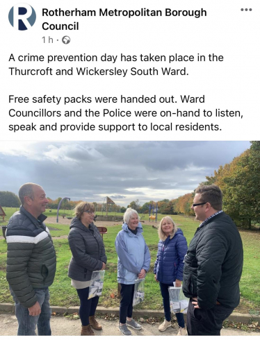 crime prevention day thurcroft and wickersley south tom zach collingham councillors